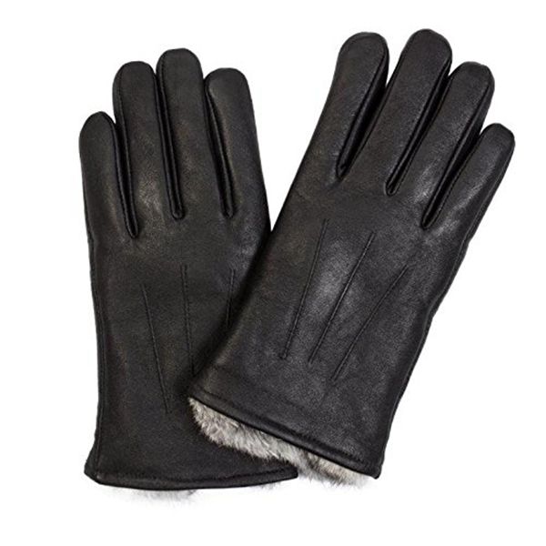 GM002-Men Rabbit Lined Leather Gloves